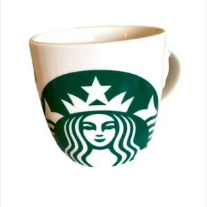 Starbucks 2017 Green Siren Mermaid Logo White Barrel Mug Cup 14oz
